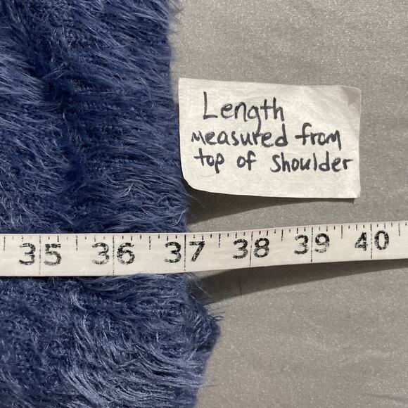 Venus Eyelash Cardigan Plus Size 1X Blue Open Front Soft Cozy Pocket Duster - Picture 9 of 9